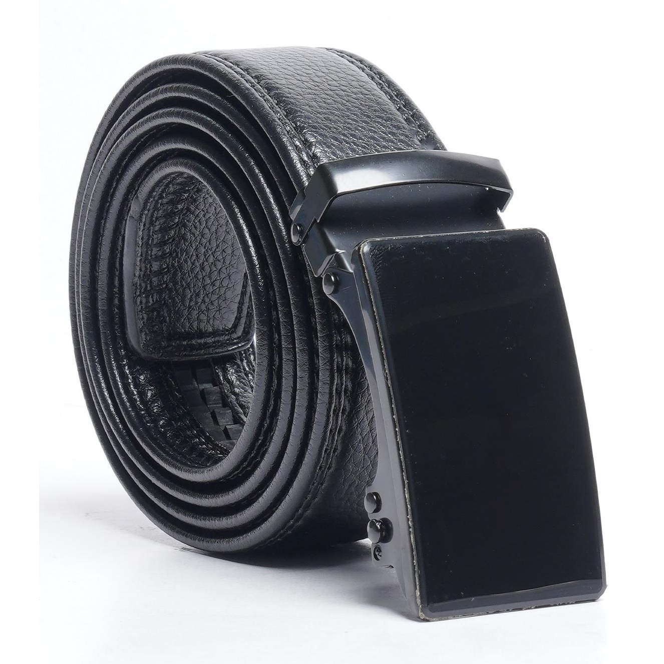 Black Textured Leather Belt