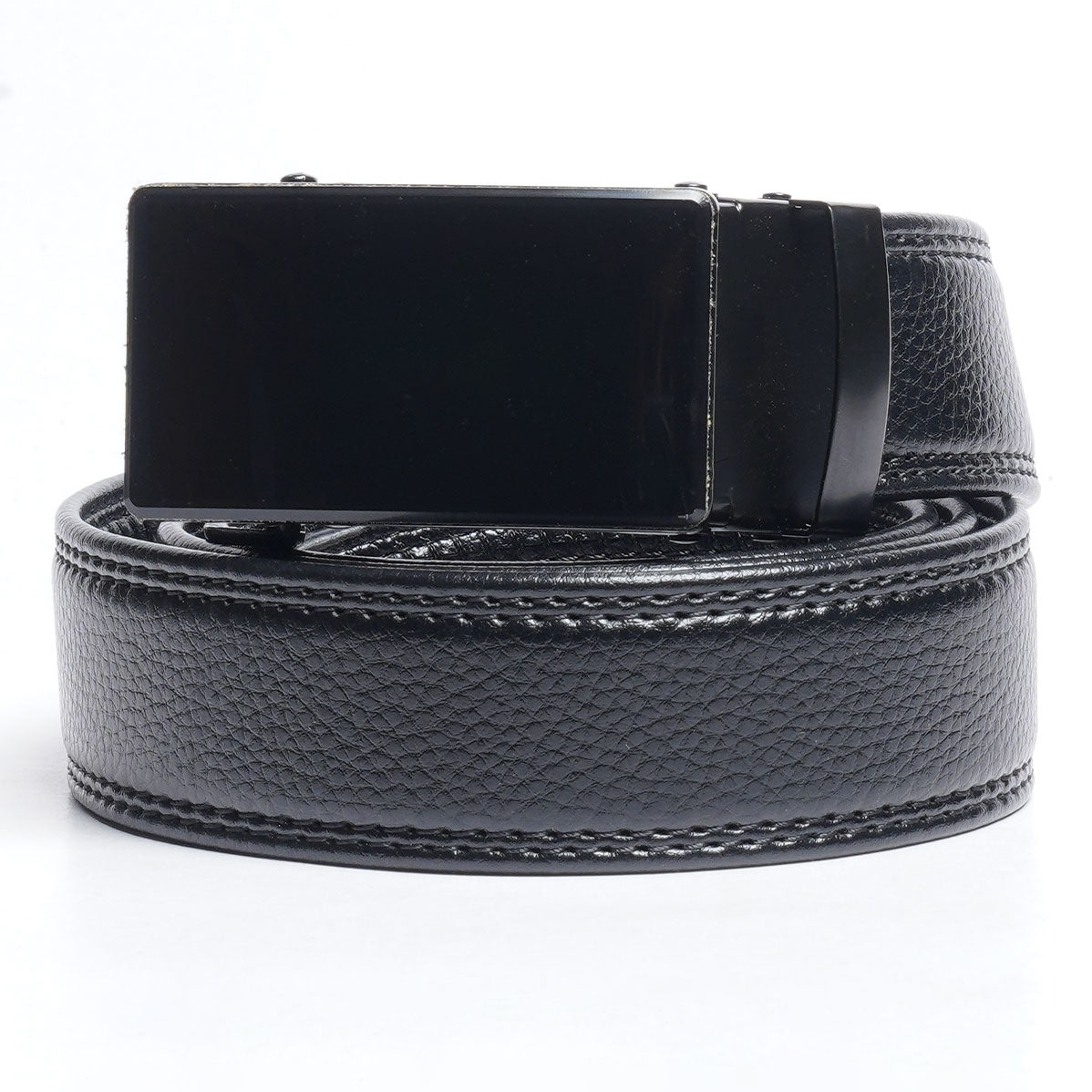 Black Textured Leather Belt