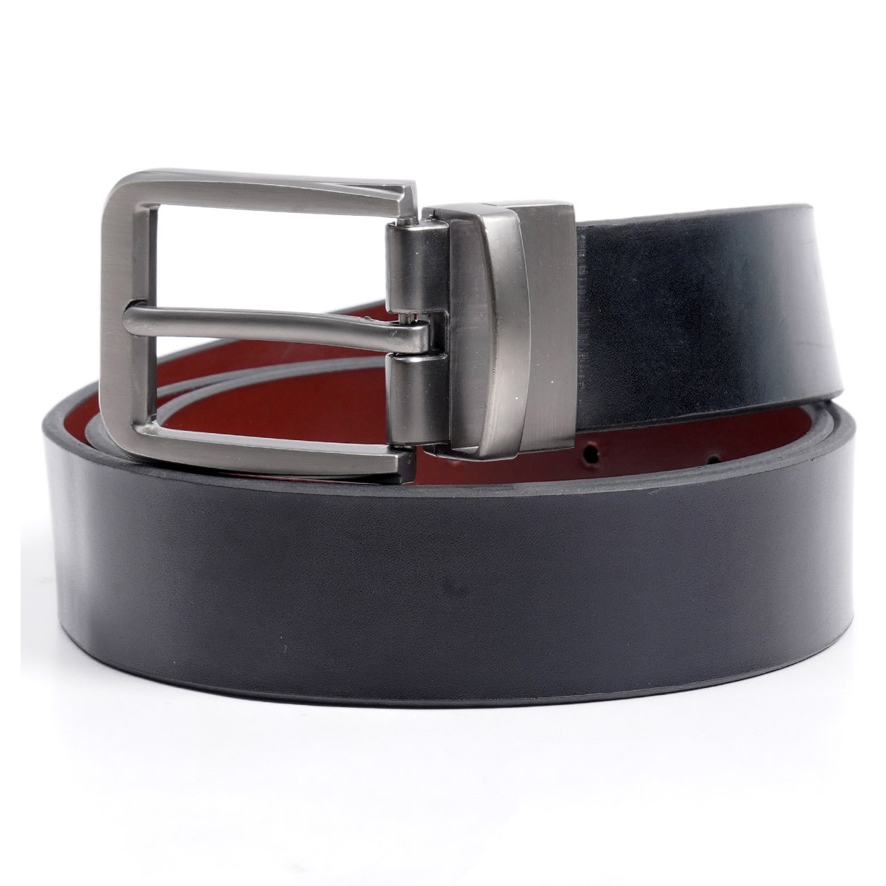 Black & Dark Brown Plain Leather Belt