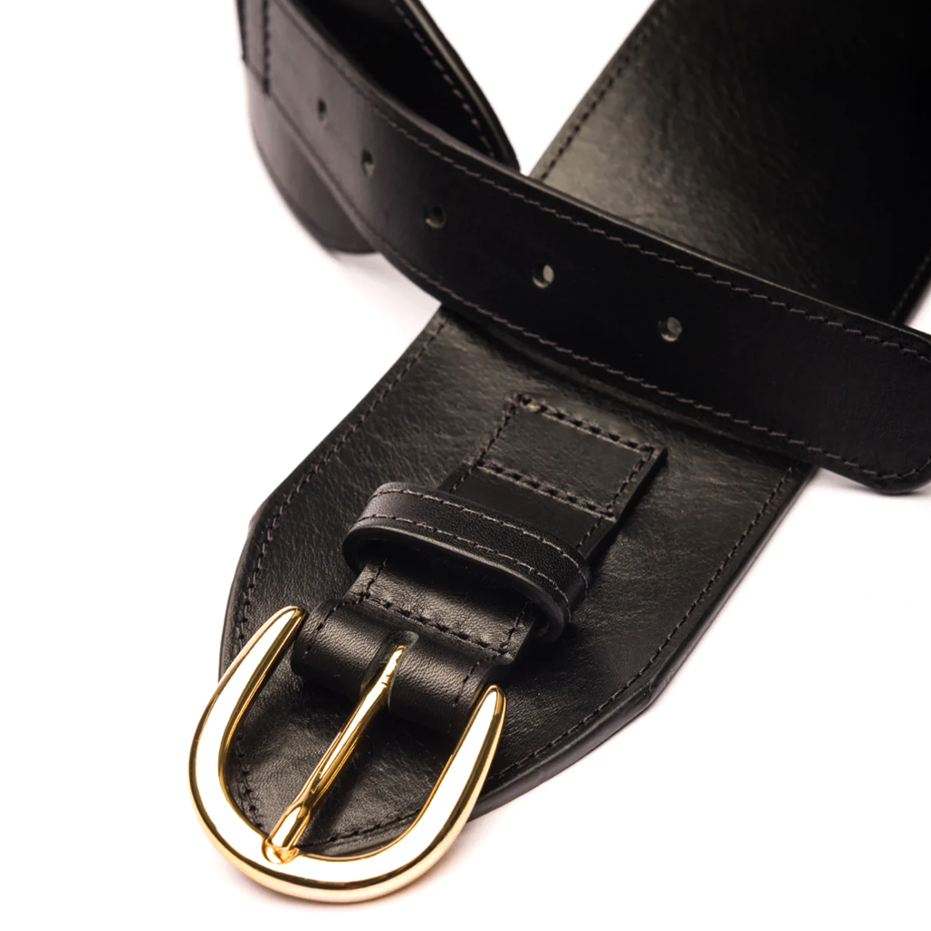 Lina Black Wide Waist Belt