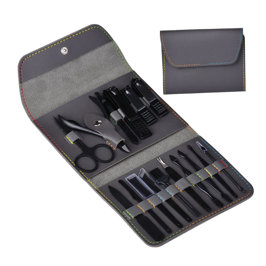 16 PCs Nail Clipper/Manicure & Pedicure Kit-GREY